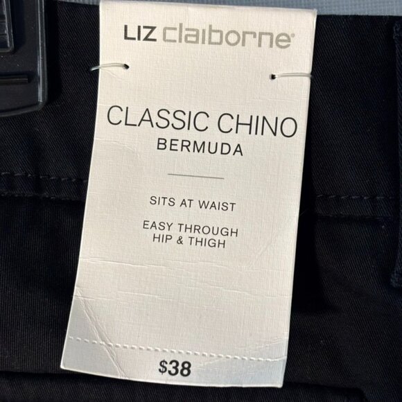 Liz Claiborne Classic Chino Bermuda Shorts Black Easy Fit Waist Hip & Thigh Size - Picture 4 of 8